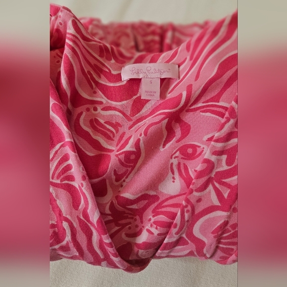 Lilly Pultizer Pink Floral Faux Wrap Dress - Picture 6 of 7